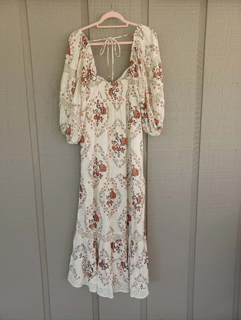 Free People All The Attitude Maxi Dress Size L Women Boho Cottagecore Floral - Picture 5 of 15